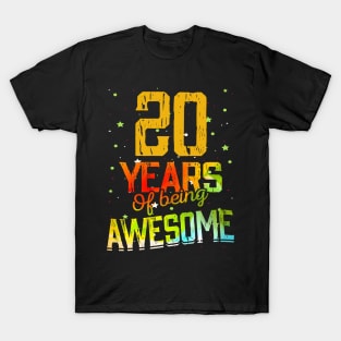 20th Anniversary Gift Vintage Retro 20 Years Of Being Awesome Gifts Funny 20 Years Birthday Men Women T-Shirt
